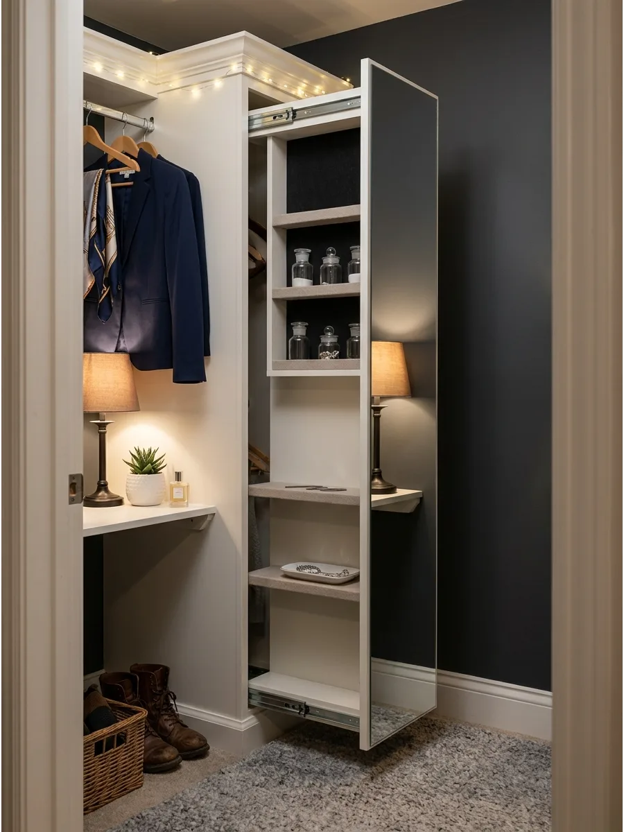 43. Add a Pull-Out Mirror With Storage