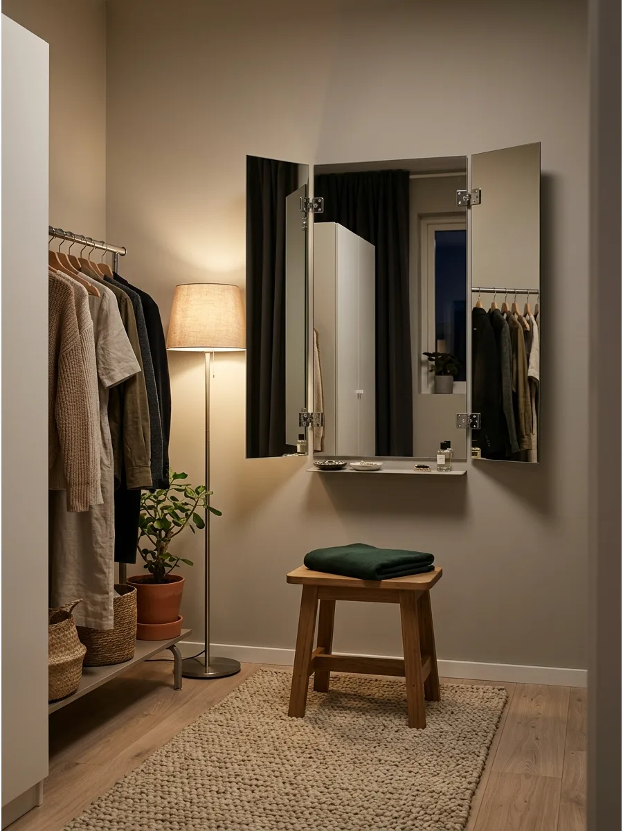 54. Install a Tri-Fold Wall Mirror
