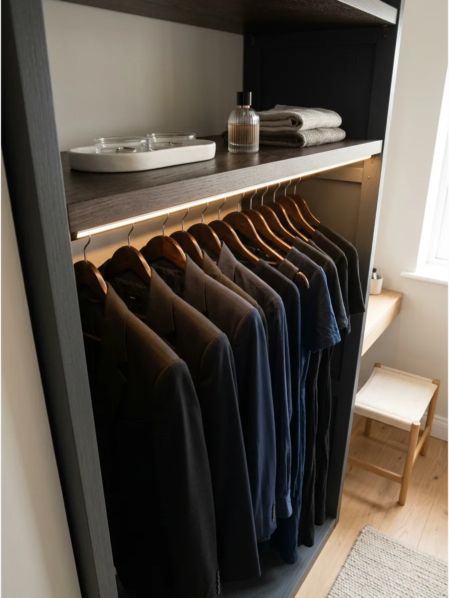 63. Install LED Strips Inside Wardrobes
