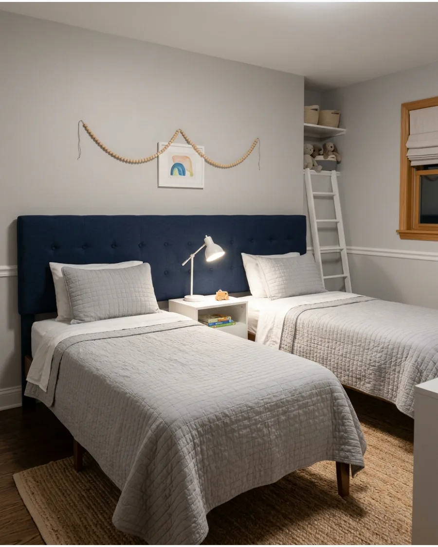 17. Matching Beds With a Shared Headboard