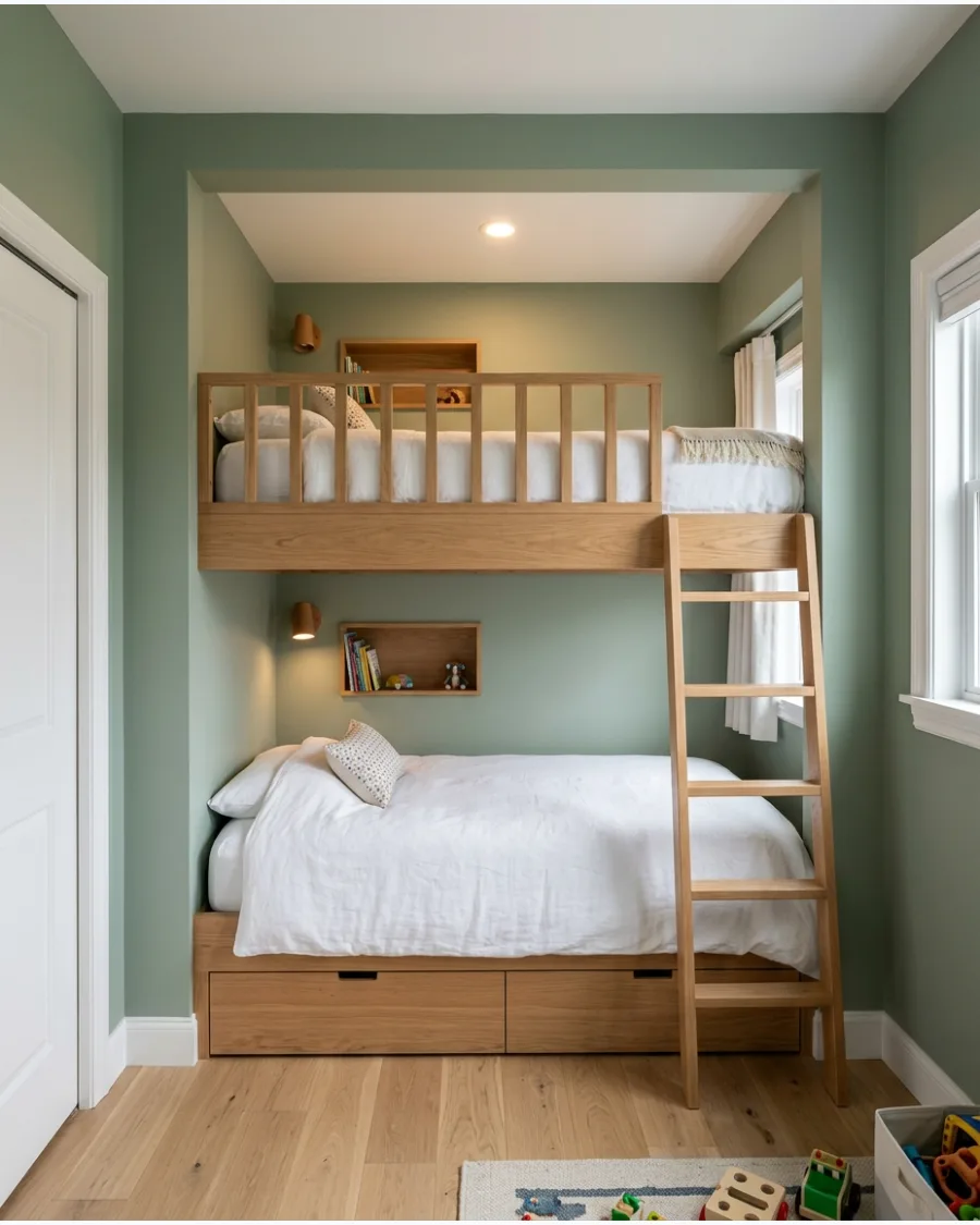 2. Built-In Bunk Bed Wall