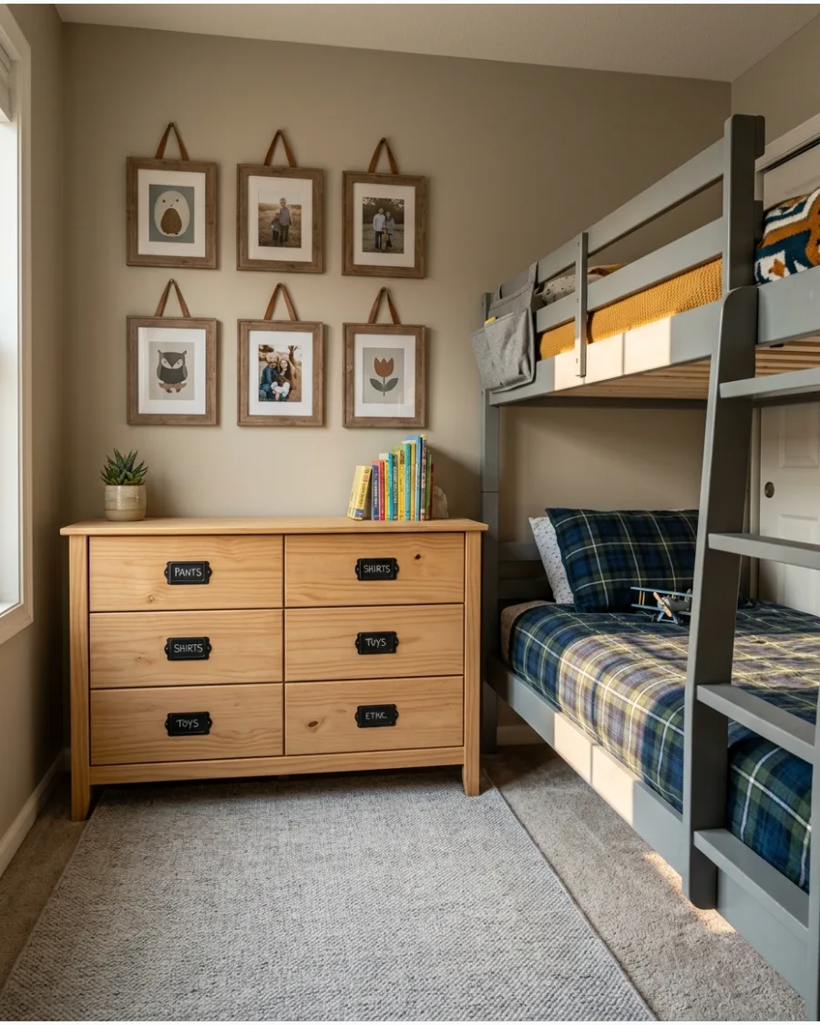 22. Shared Dresser With Labeled Drawers