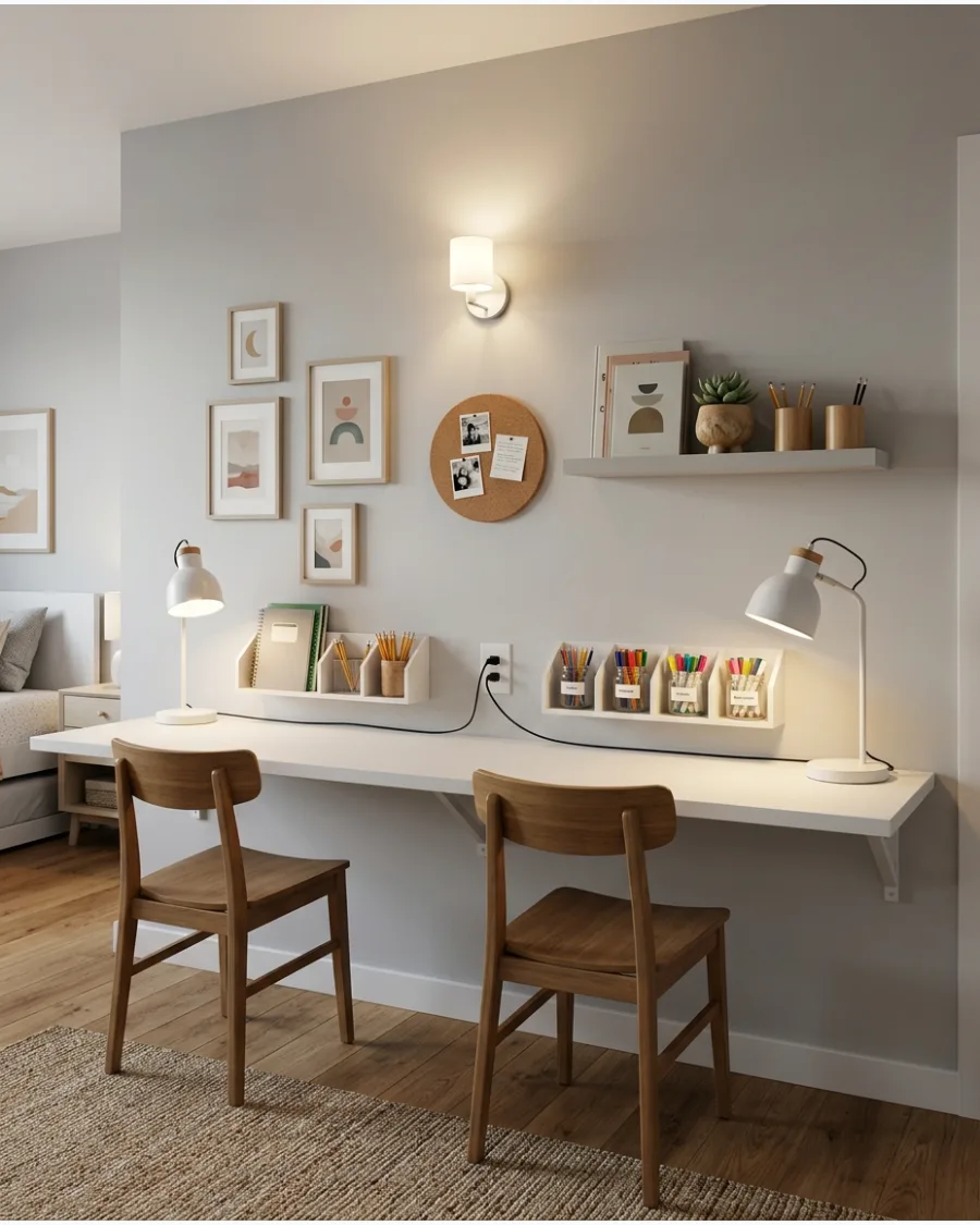 35. Long Shared Homework Desk