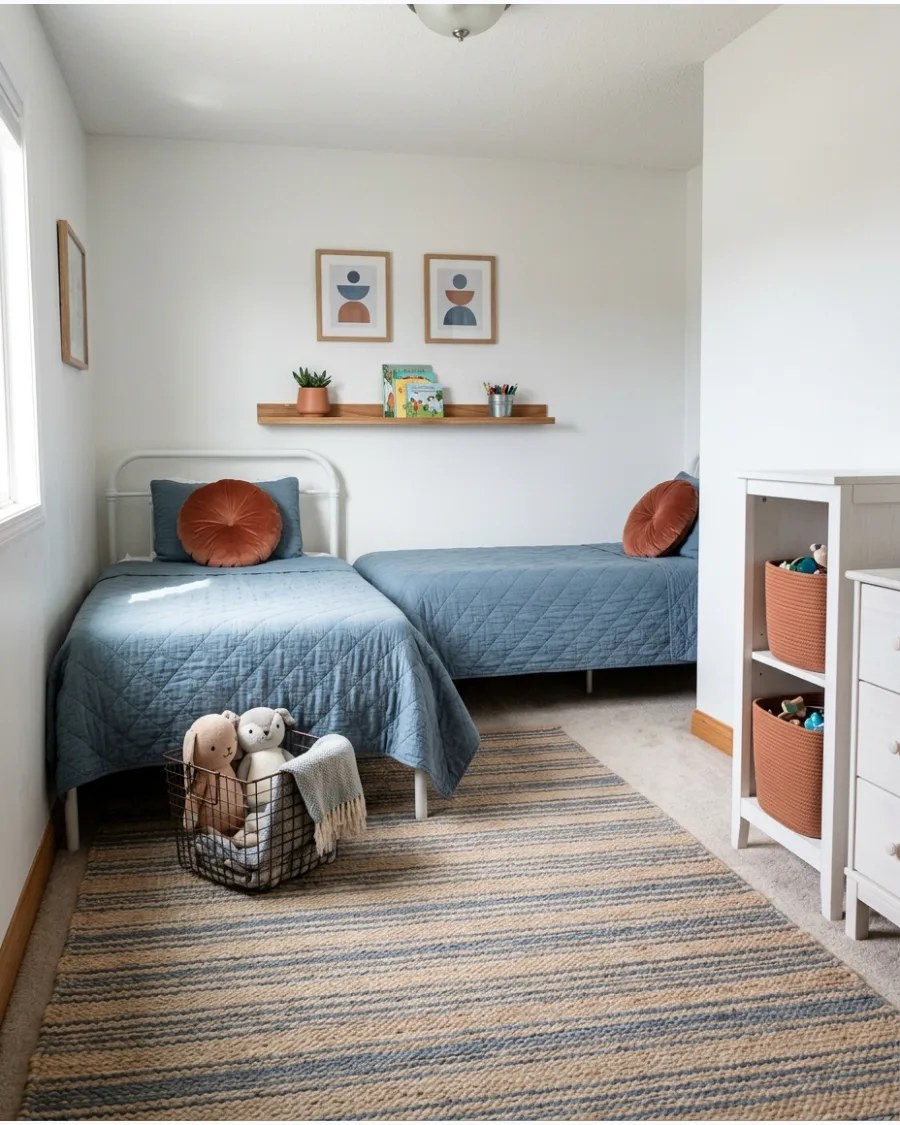 52. Dusty Blue and Warm Clay Accents