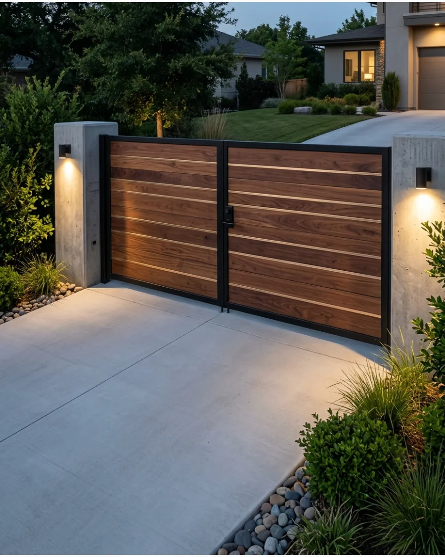 19. Wood Gate With Metal Inlays