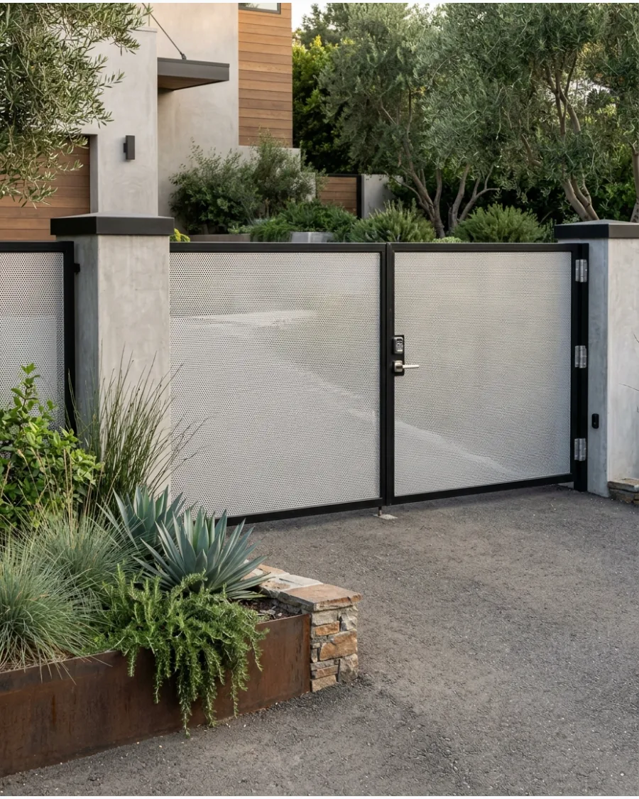 26. Perforated Metal Privacy Gate
