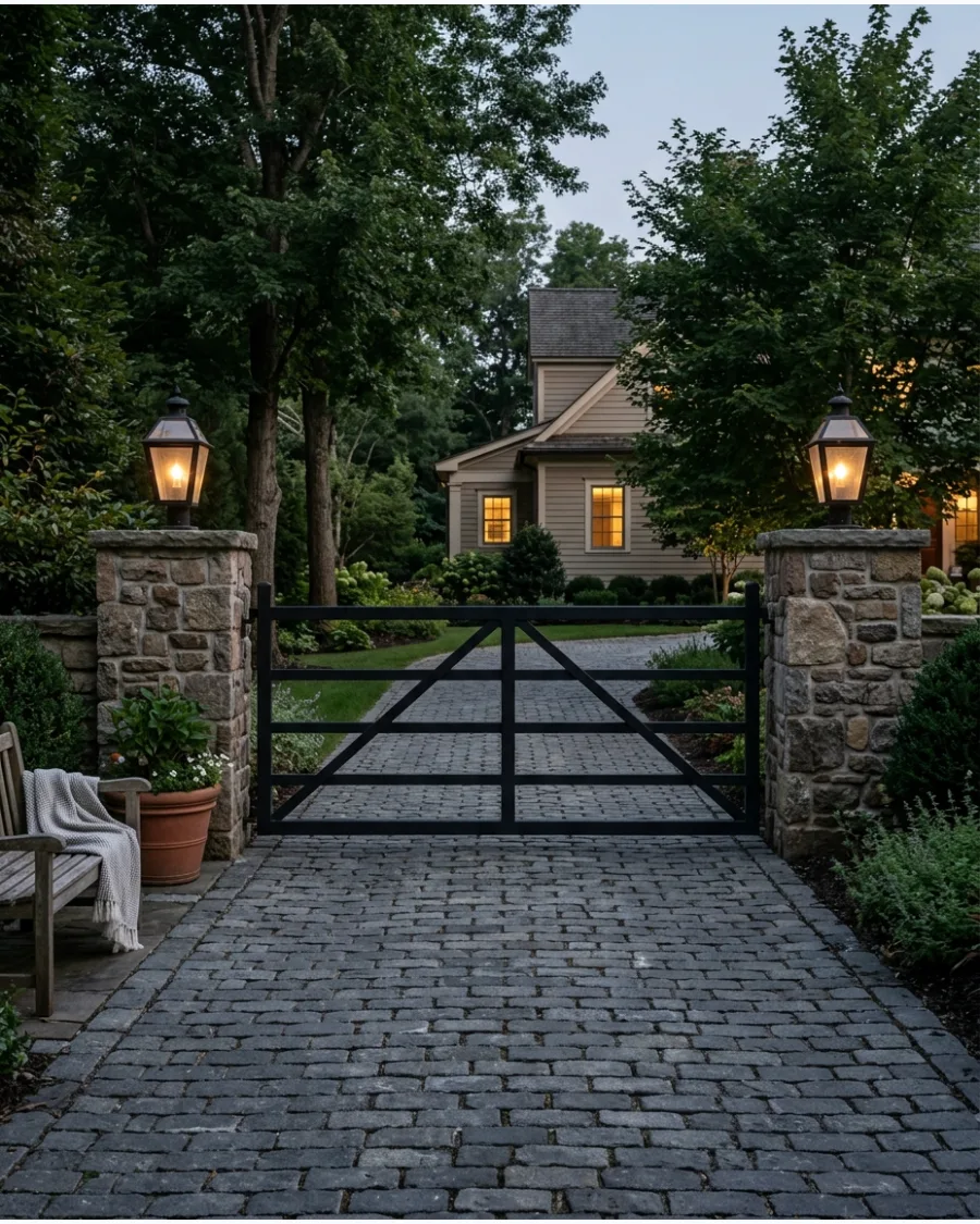 35. Farm Gate With Stone Columns