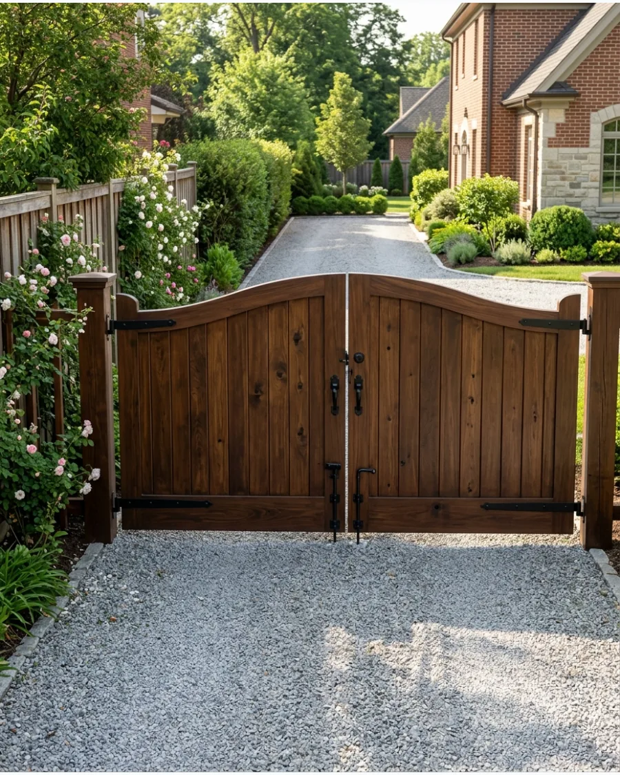 36. Arched Wooden Driveway Gate