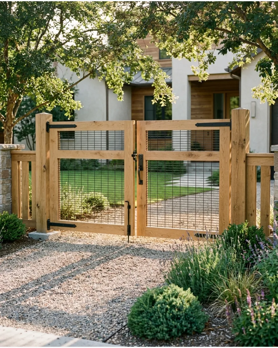 39. Natural Timber Gate With Wire Panels