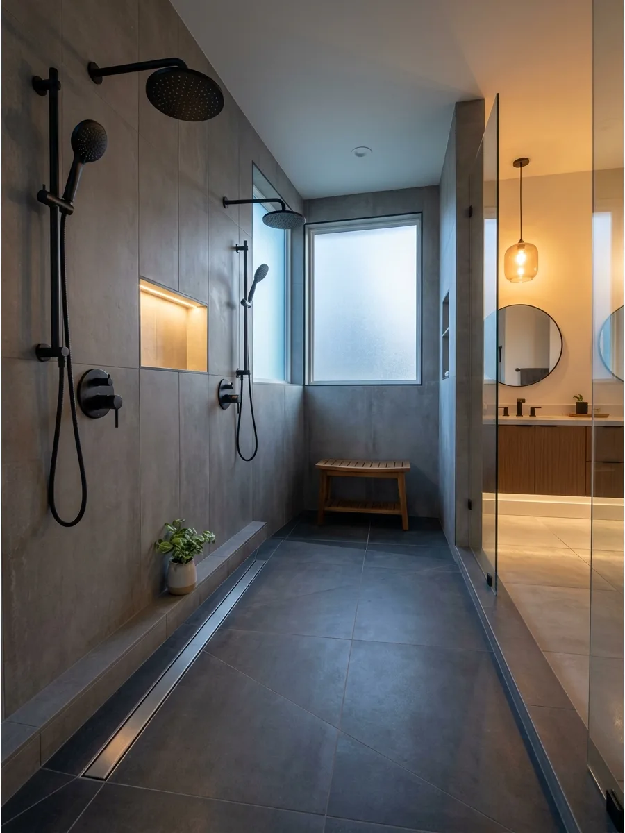 20. Open Shower With Linear Drain