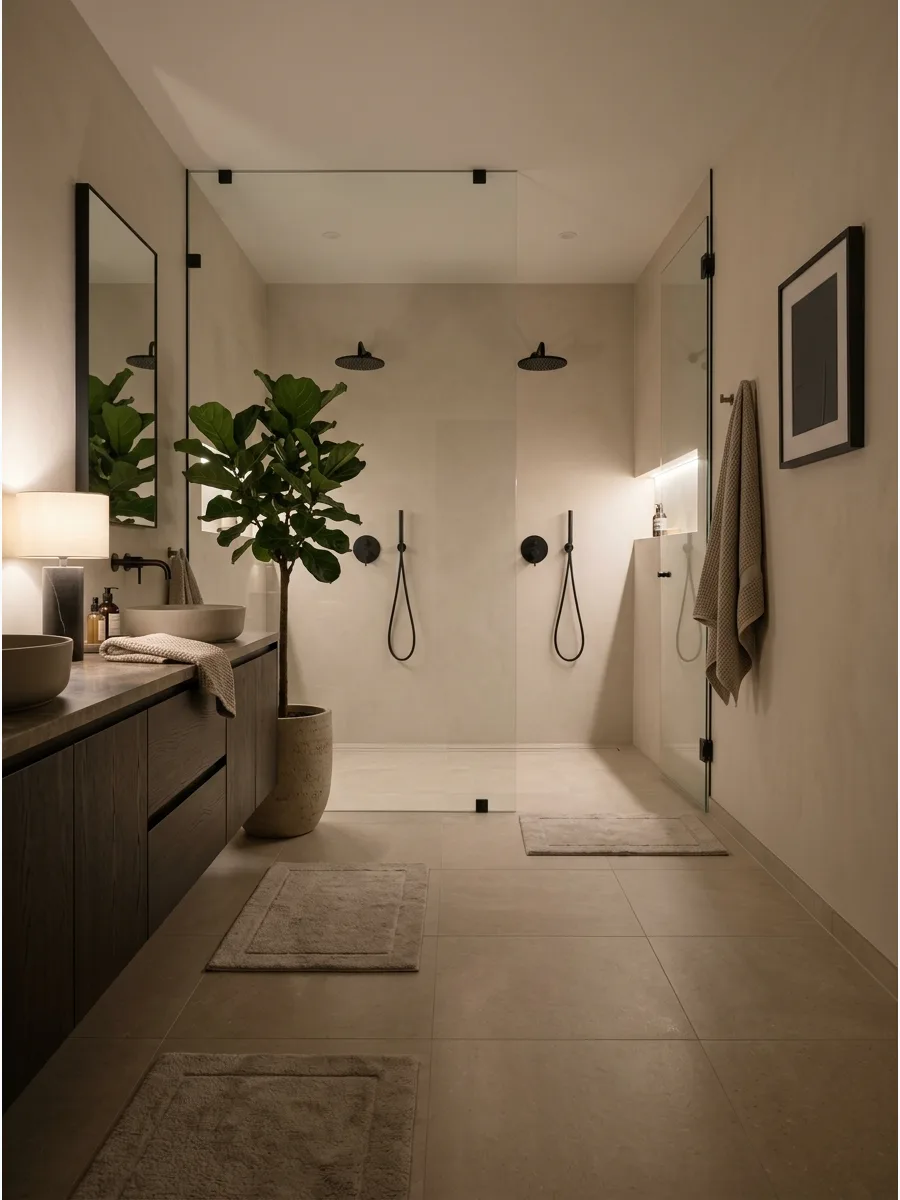 24. Continuous Floor Tile Shower