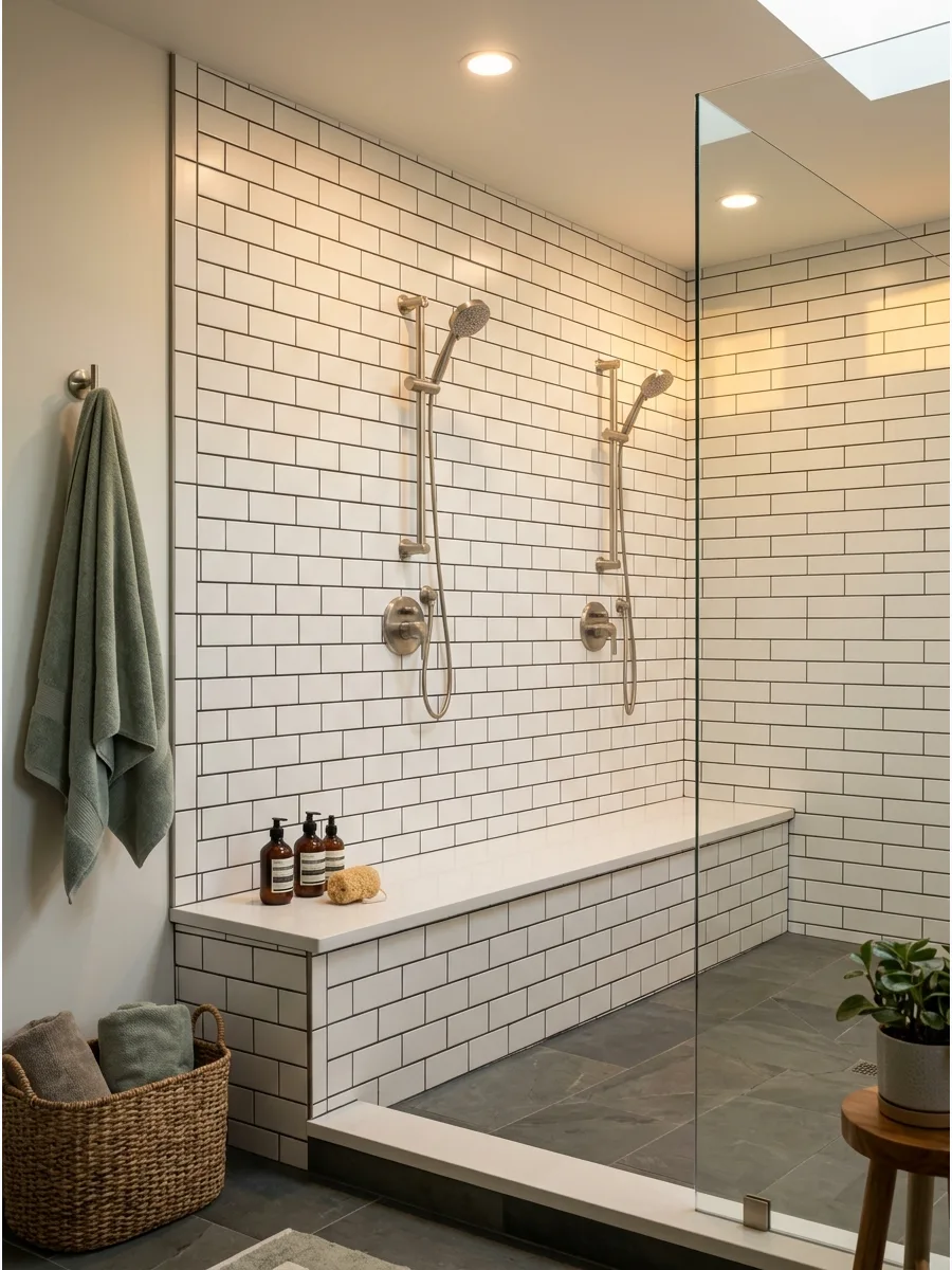 25. Built-In Bench Double Shower