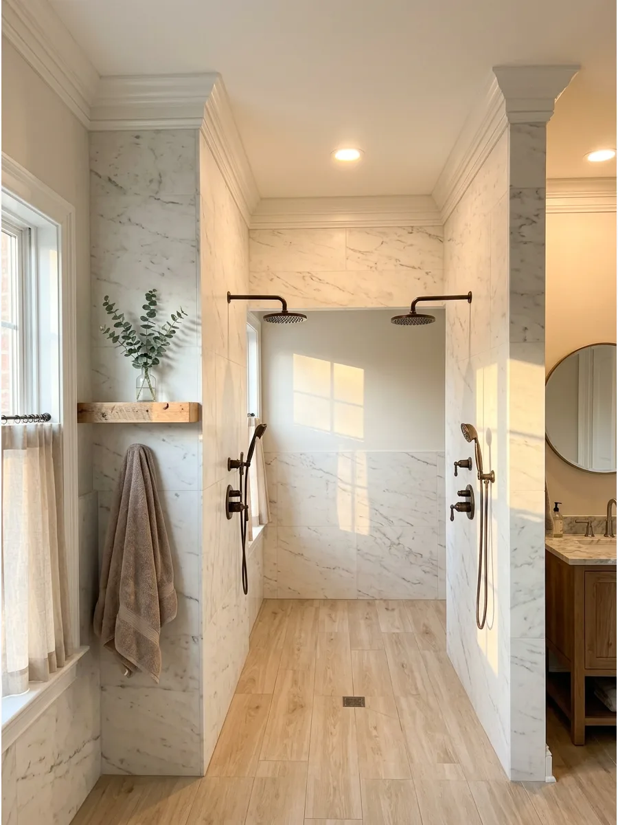 3. Opposite Wall Shower Heads