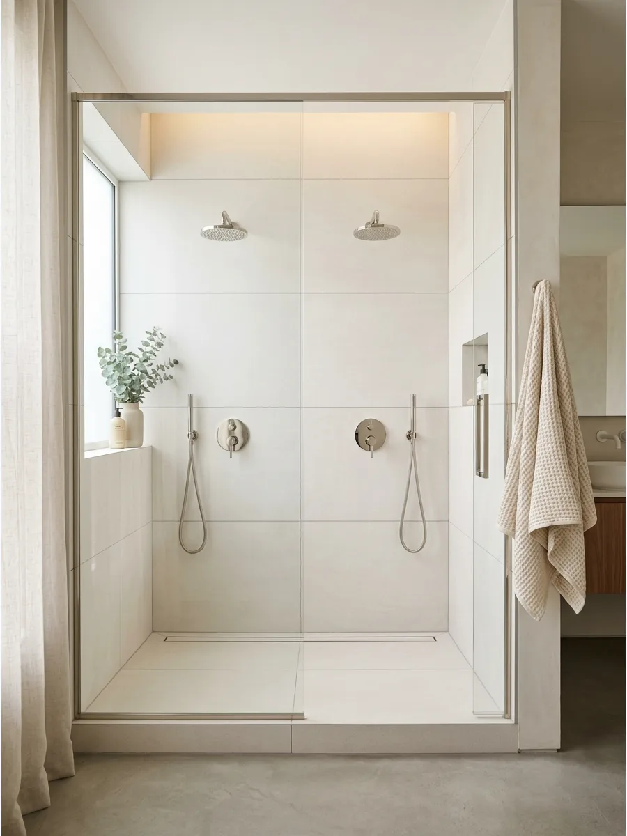 33. Large-Format Tile Double Shower