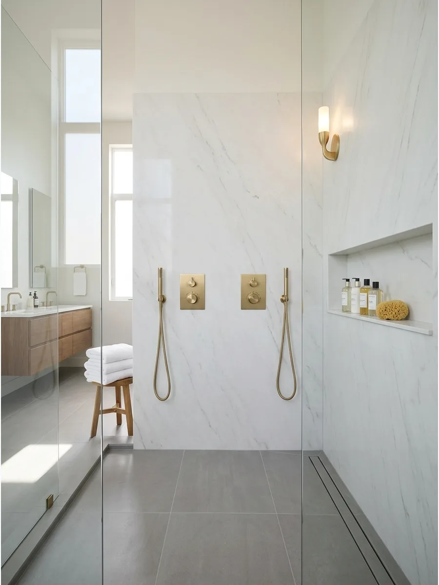 34. Porcelain Slab Shower Walls