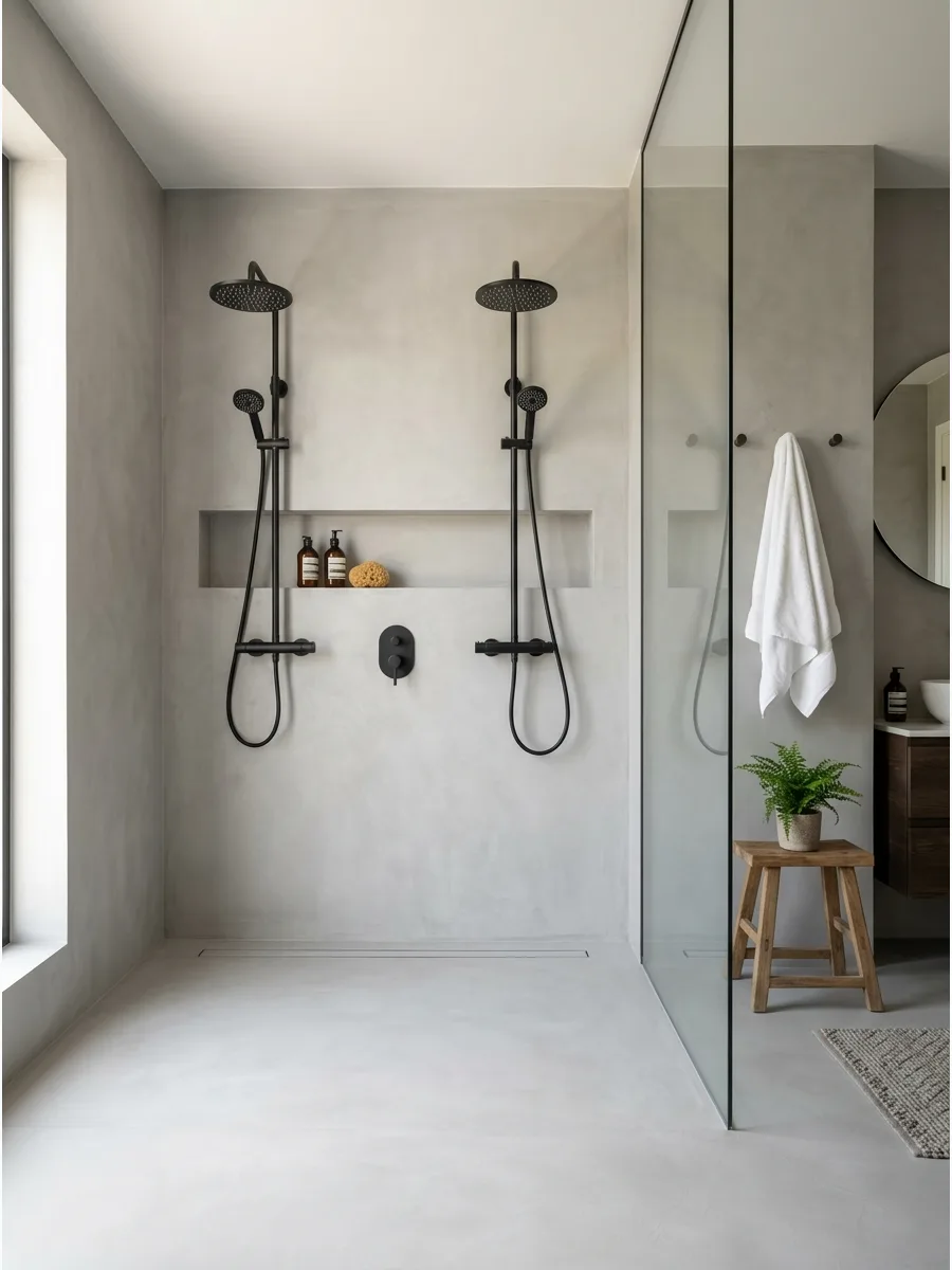 38. Microcement-Style Shower