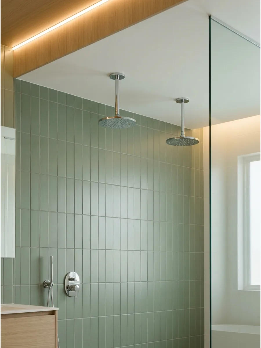 39. Vertical Tile Double Shower