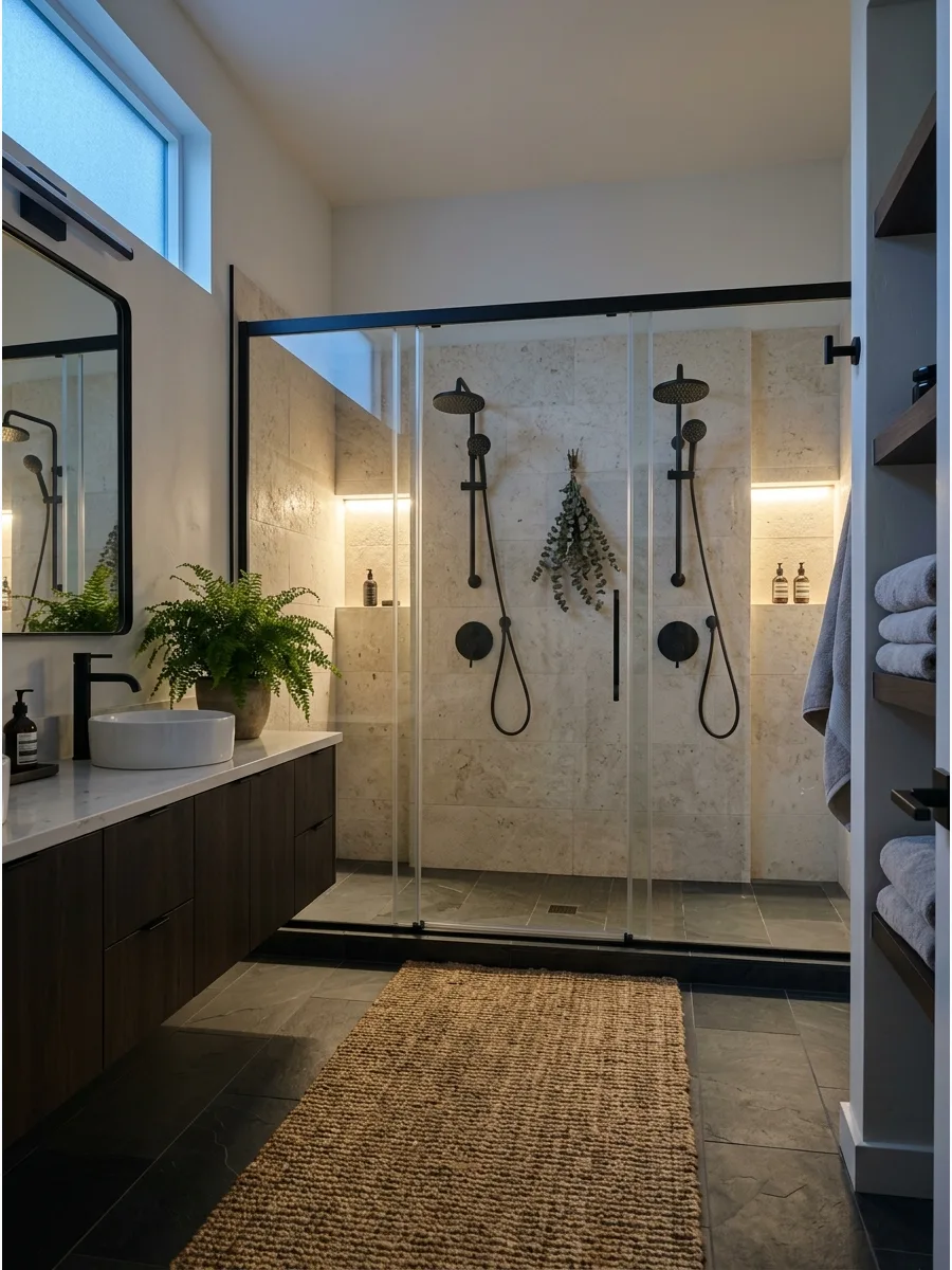 41. Medium Bathroom Double Shower