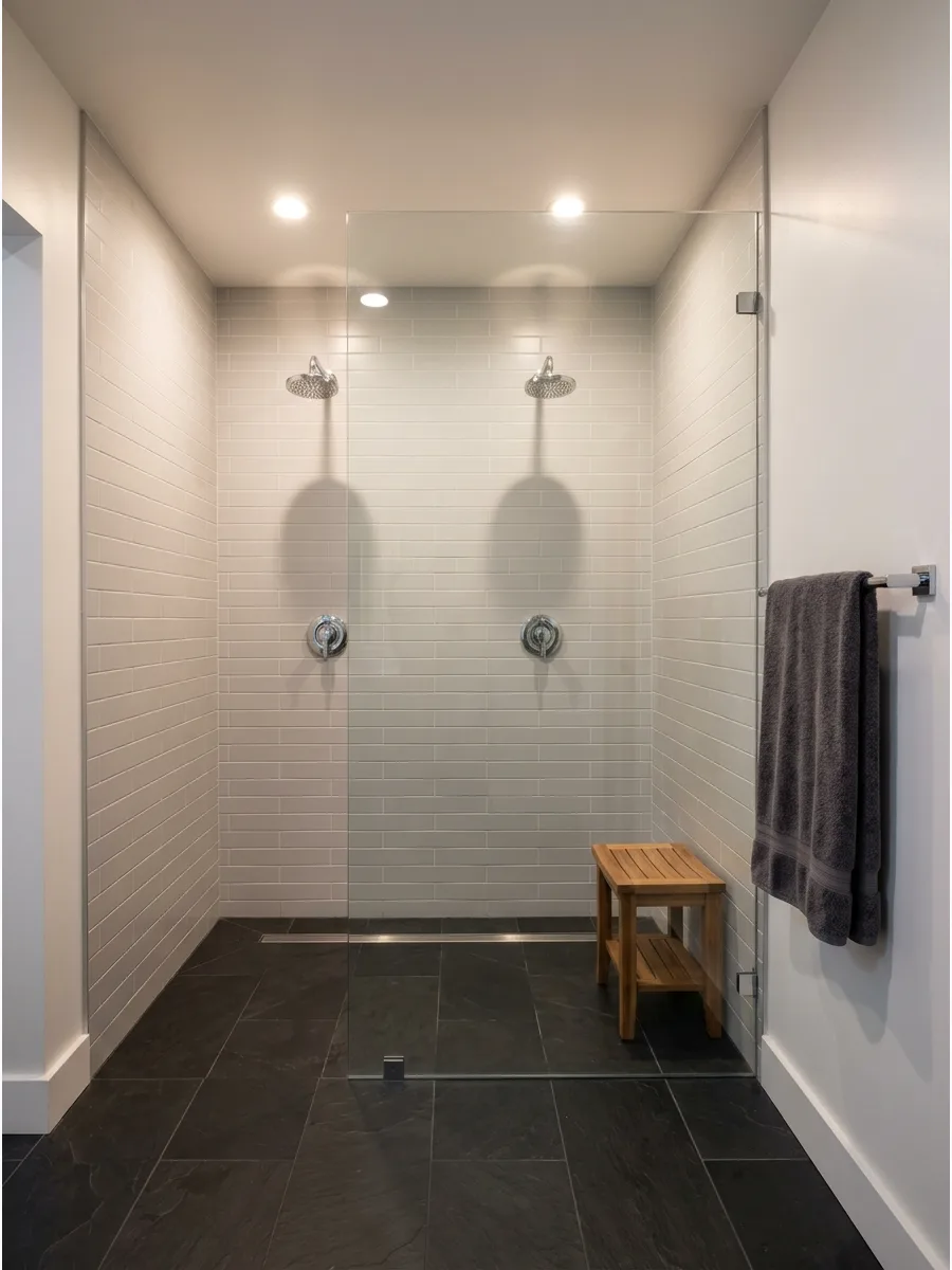 46. Glass Panel Two Person Shower