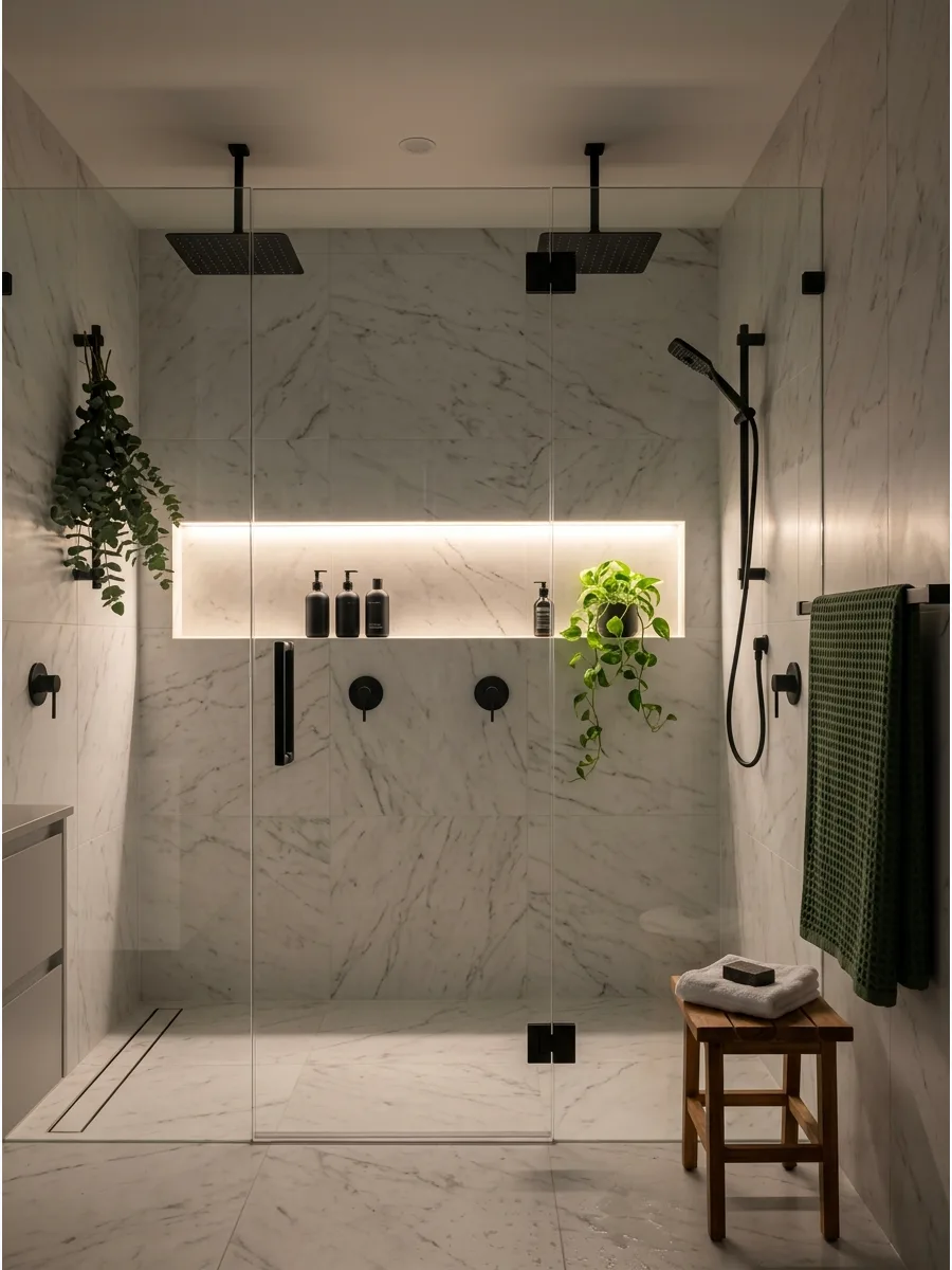 48. LED-Lit Shower Niche