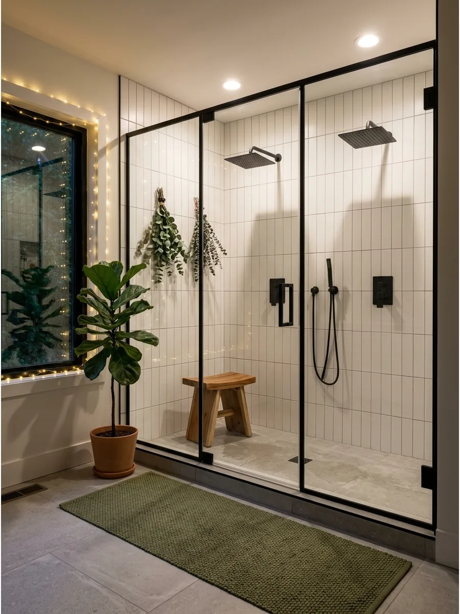 6. Dual Black Fixture Shower