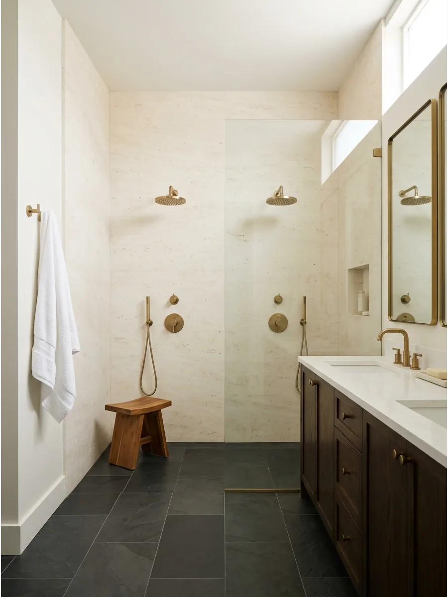 7. Dual Brass Fixture Shower