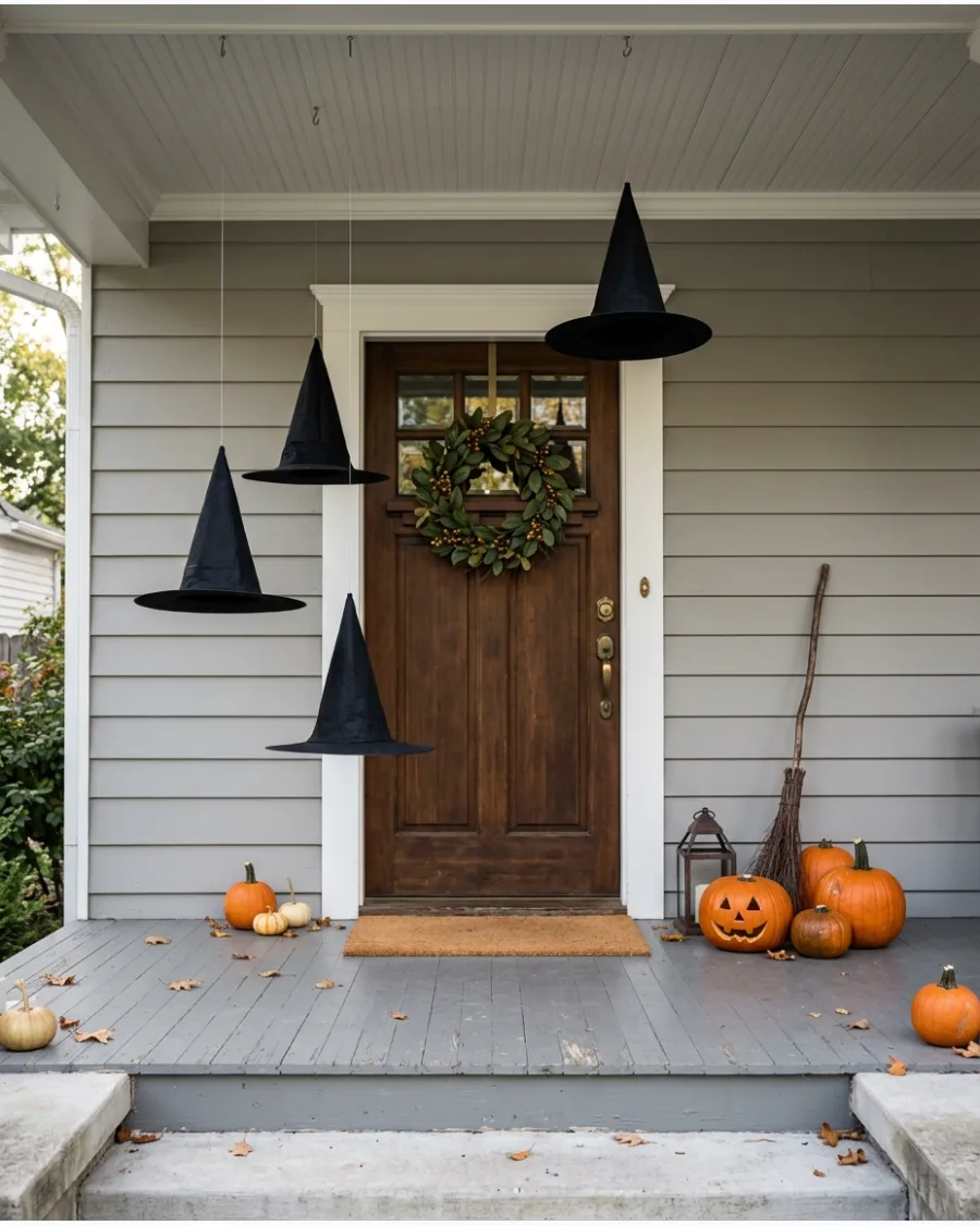 12. Floating Witch Hats Around the Door
