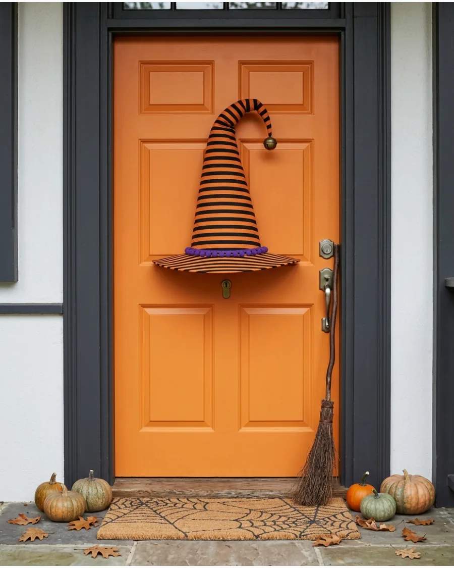 15. Whimsical Striped Witch Hat