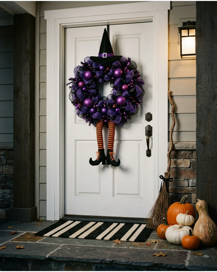5. Purple and Black Witch Wreath