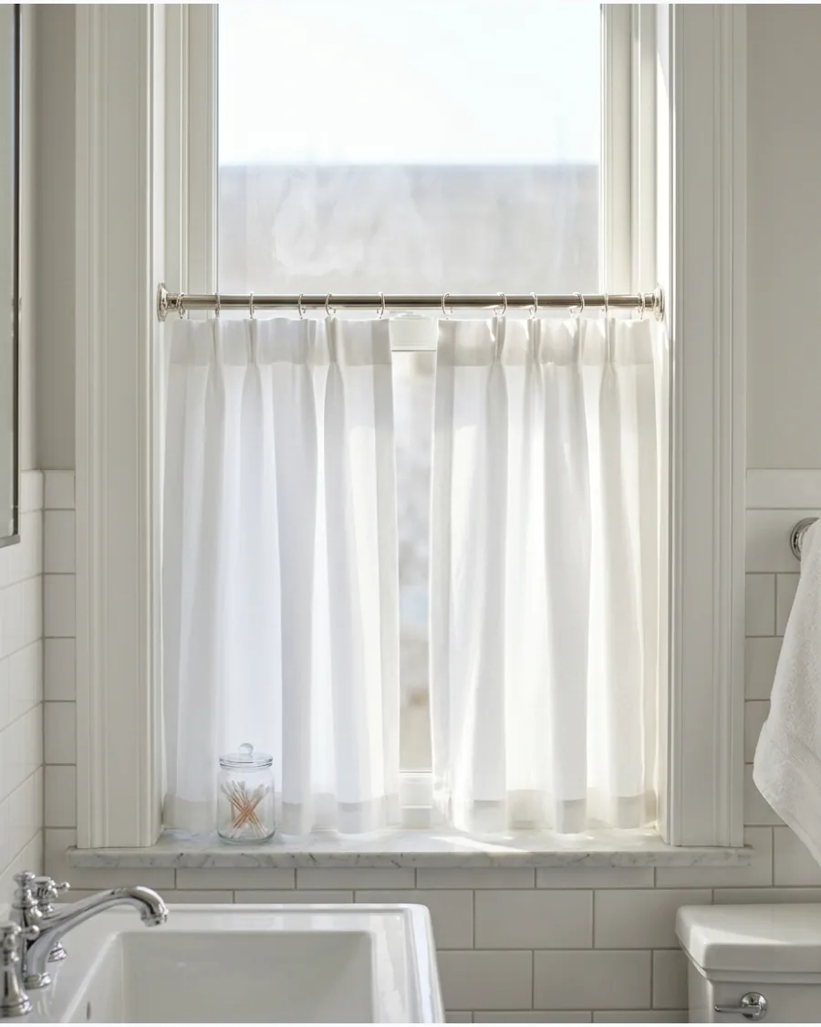 11. Tailored White Half Curtains