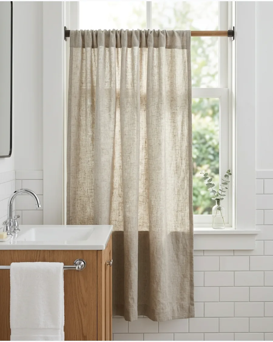 14. Greige Linen-Blend Curtains