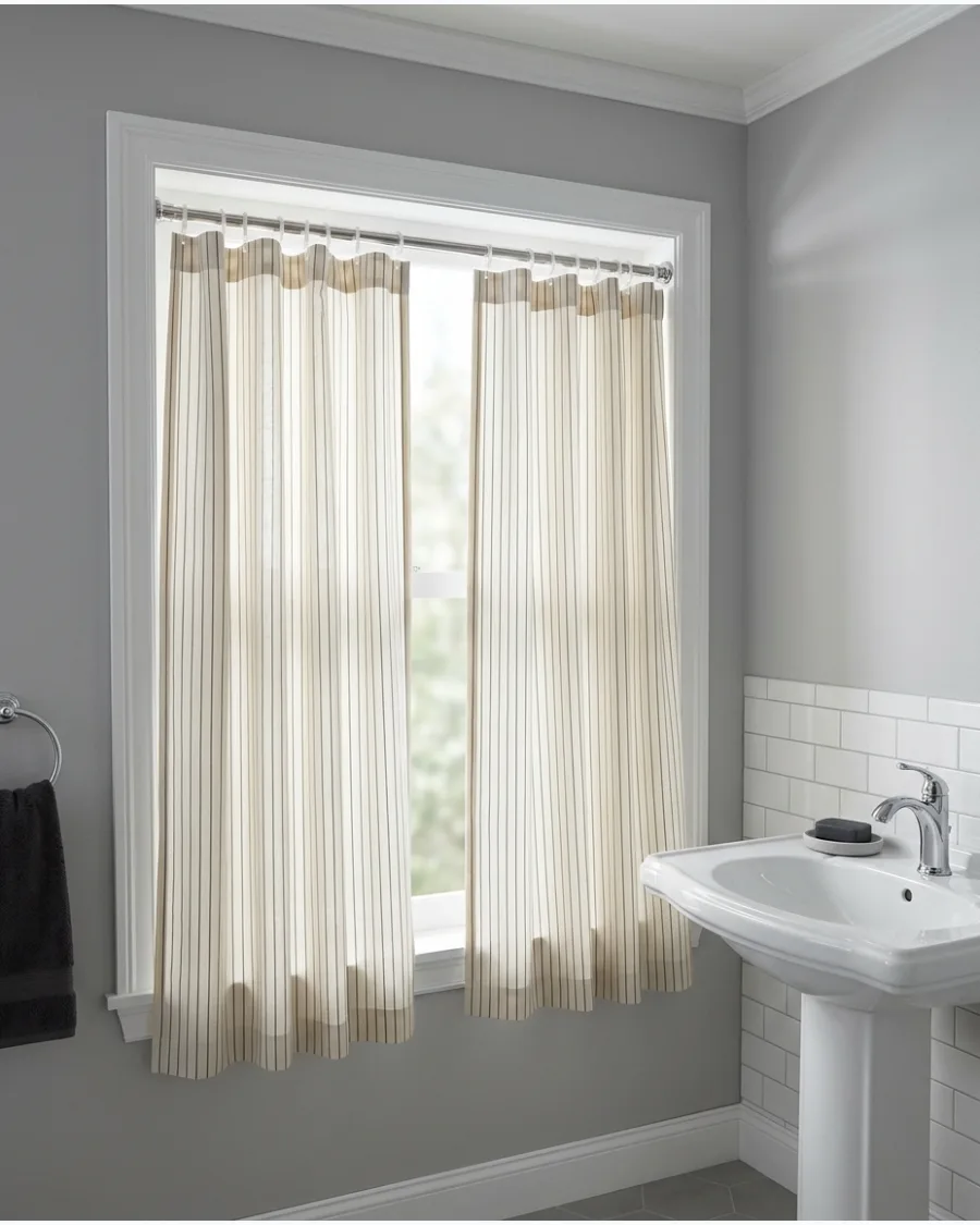 22. Beige Pinstripe Curtains