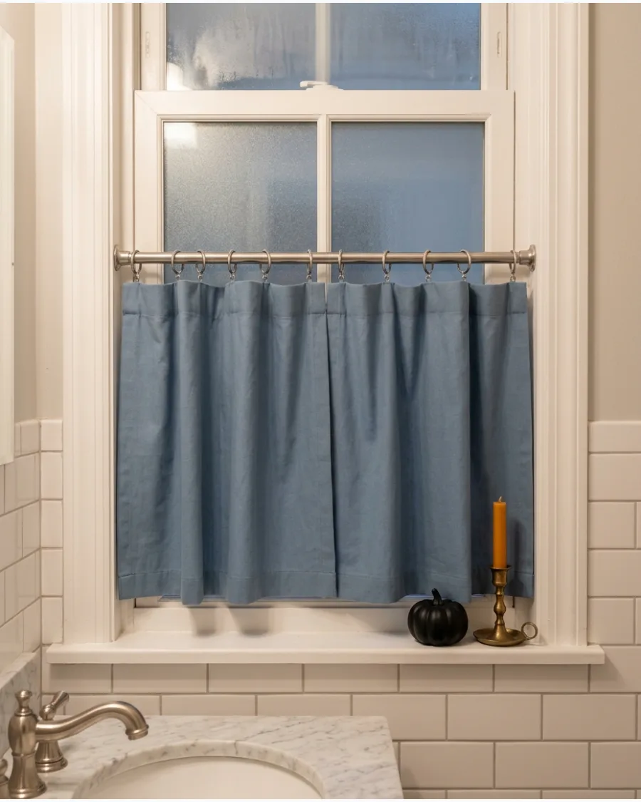 32. Dusty Blue Café Curtains