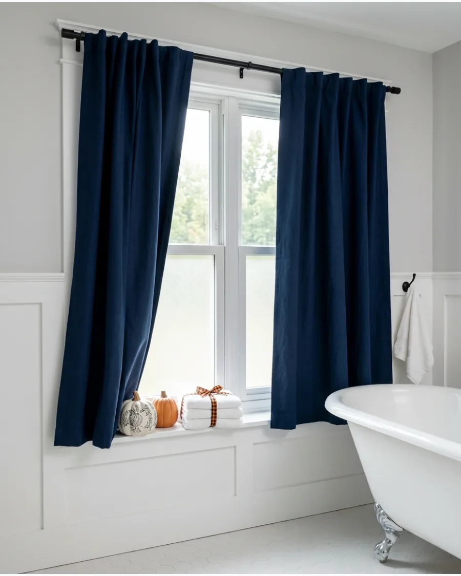 36. Deep Navy Privacy Curtains