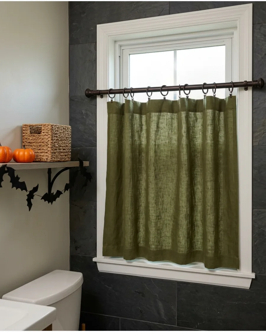 37. Olive Green Café Curtains