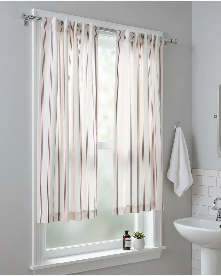 38. Clay Red Striped Curtains