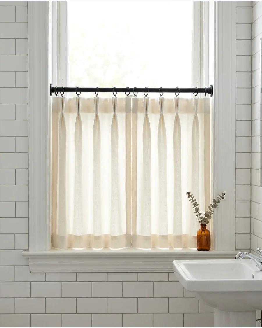6. Cream Pinch-Pleat Café Curtains