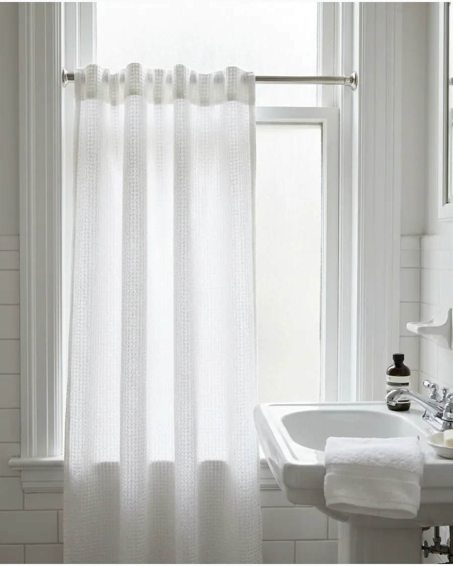 8. White Curtains With a Textured Weave