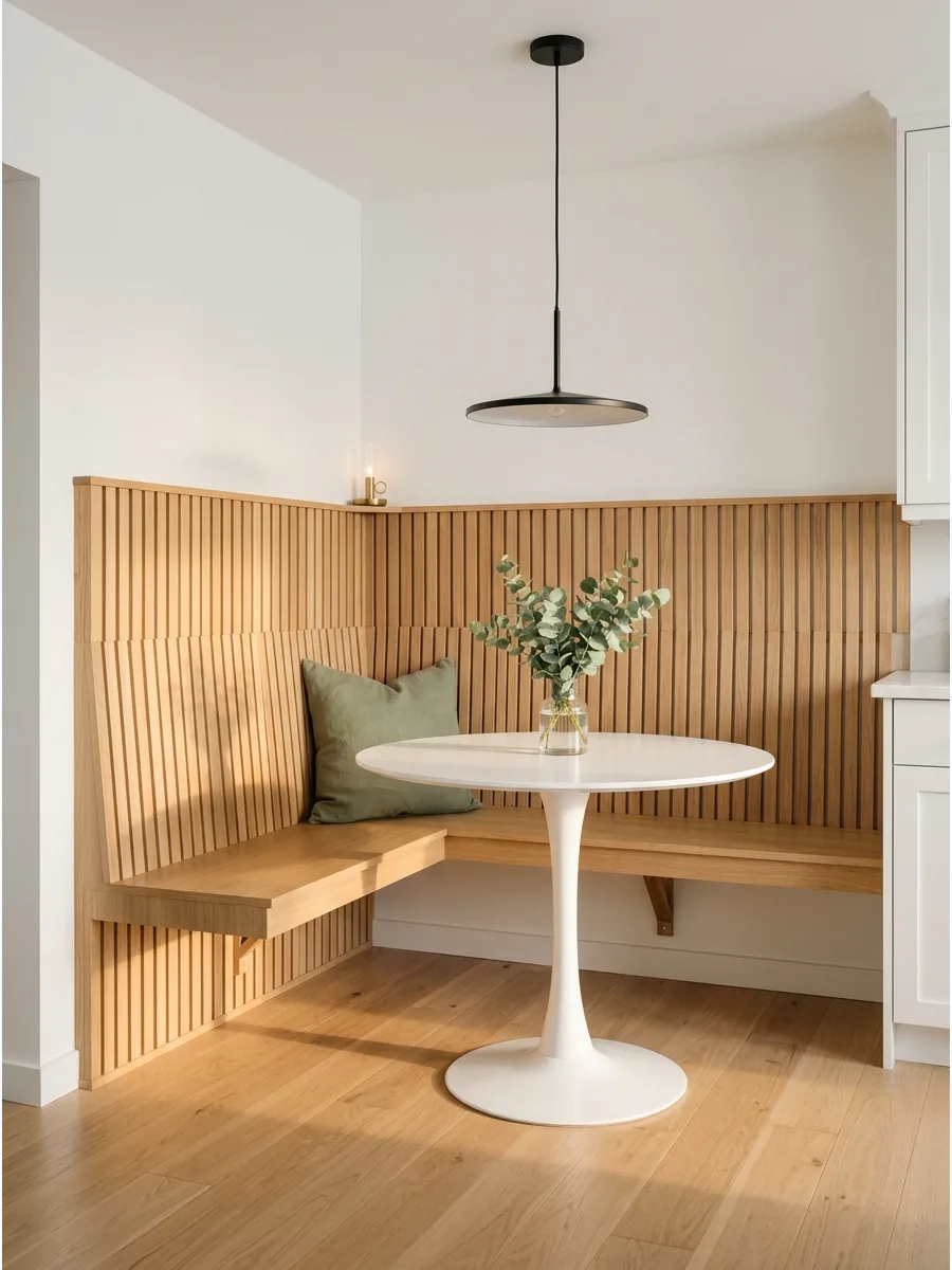 25. Airy Slatted Wood Nook