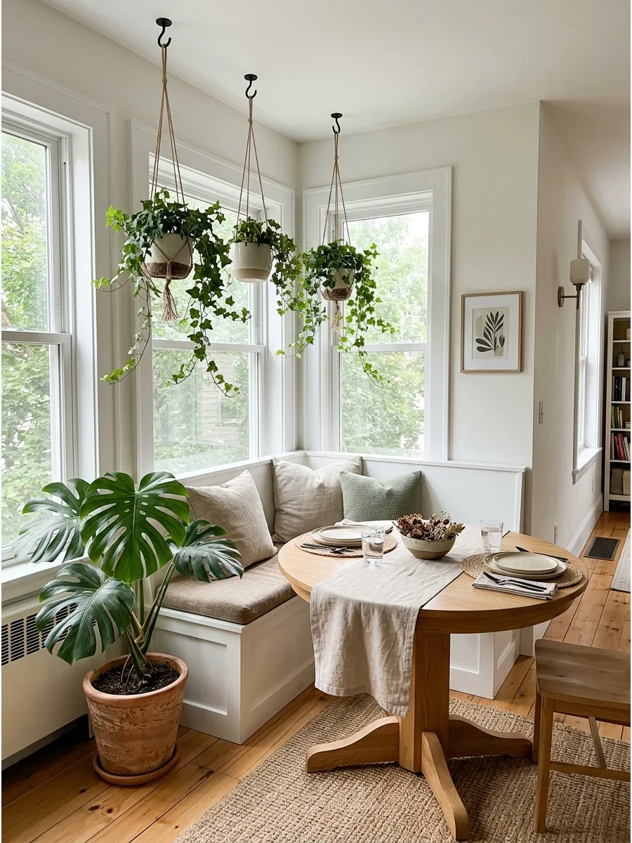 47. Plant-Filled Corner Dining Nook