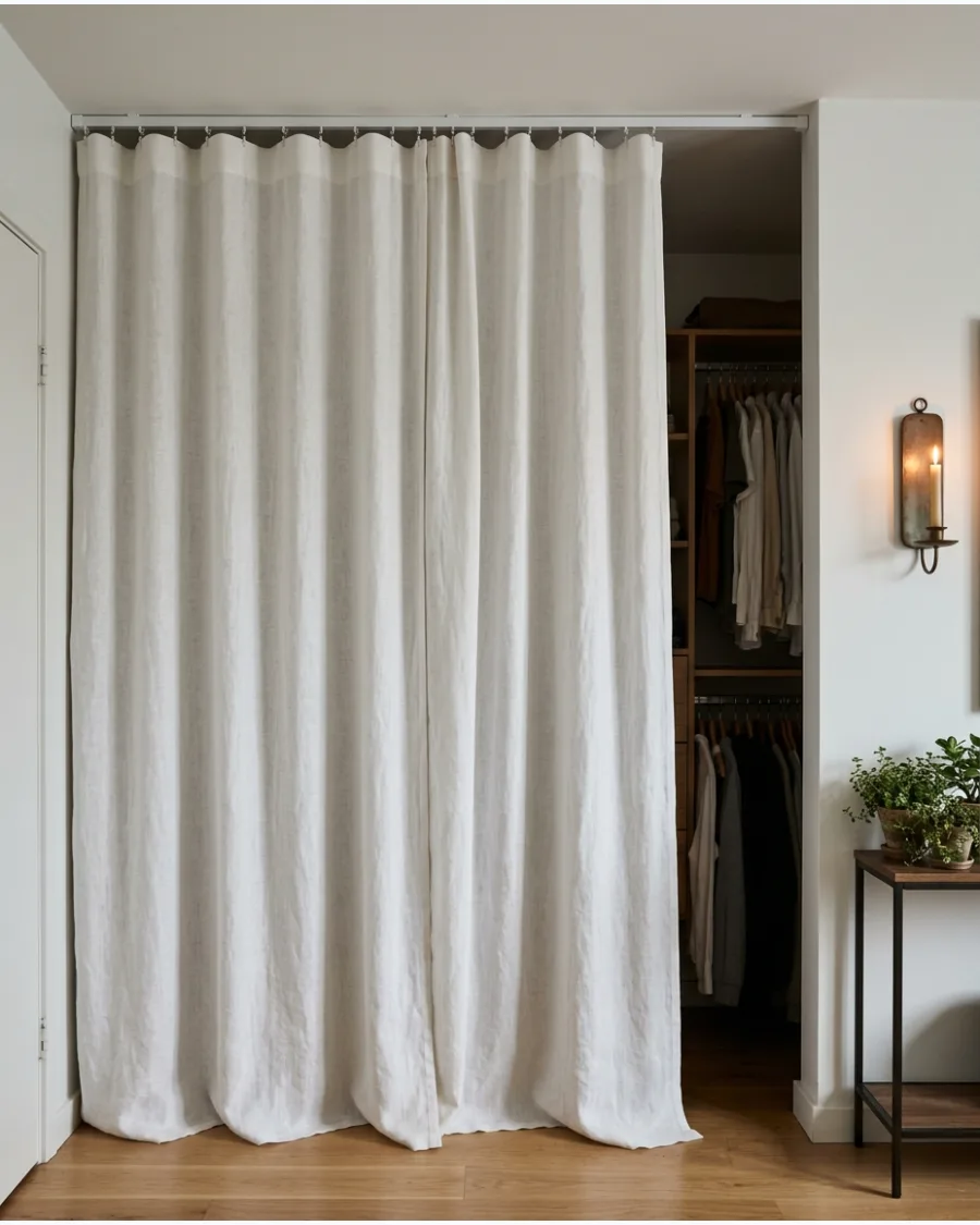 1. Floor-to-Ceiling White Linen Curtains