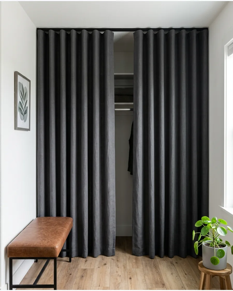 14. Charcoal Ripple-Fold Drapes