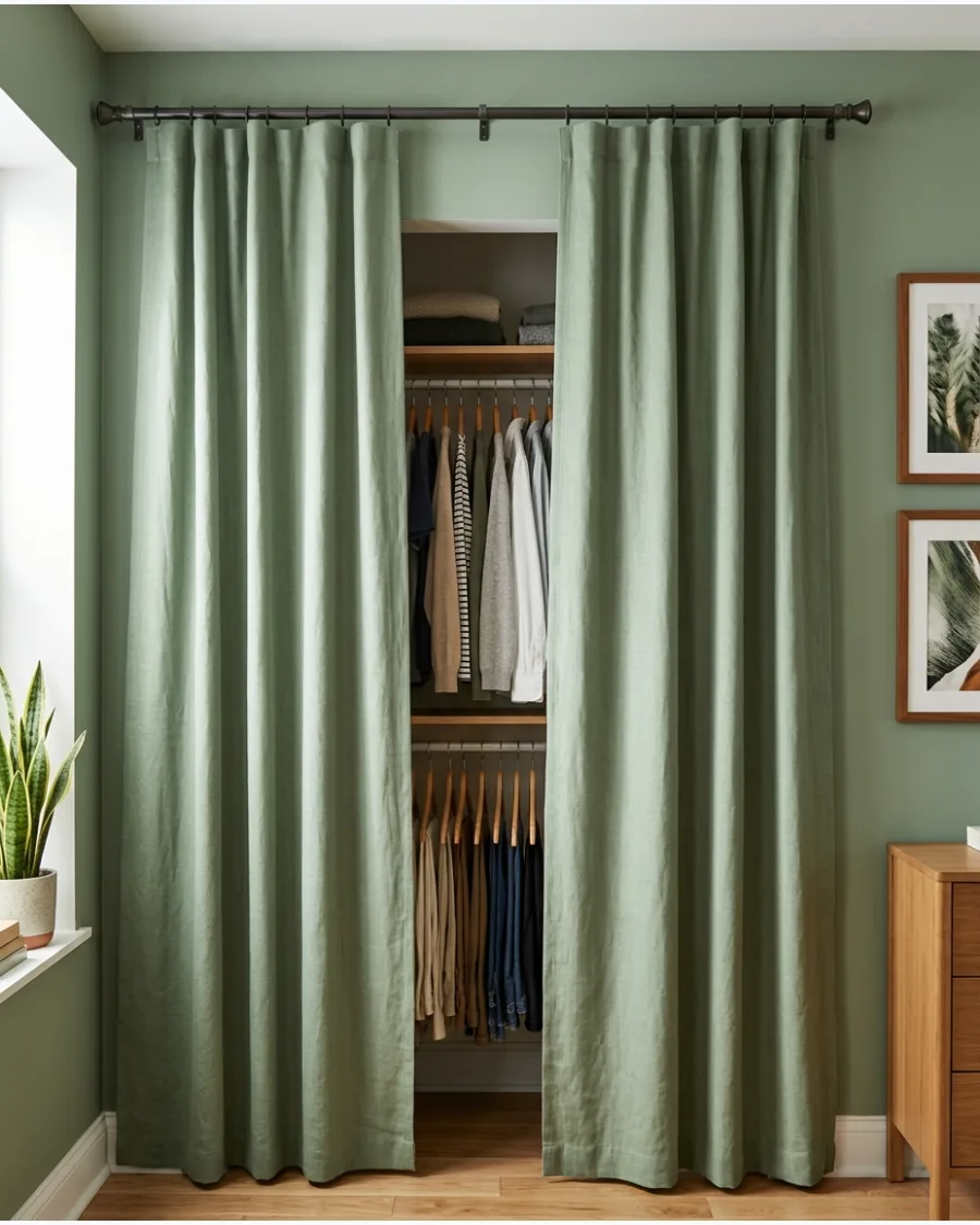 15. Color-Matched Closet Curtains