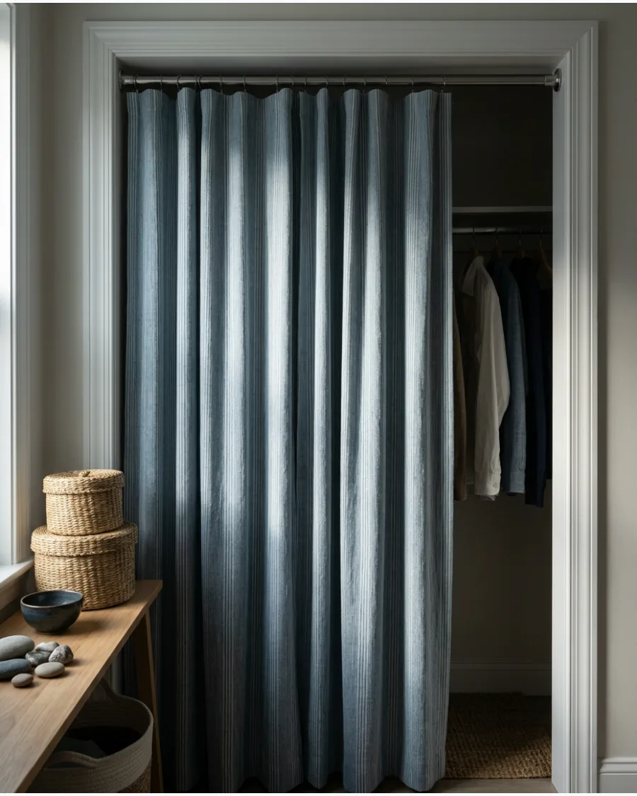 22. Dusty Blue Closet Curtains