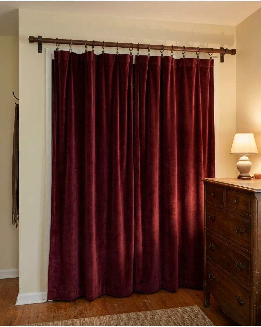 25. Burgundy Velvet Closet Curtains