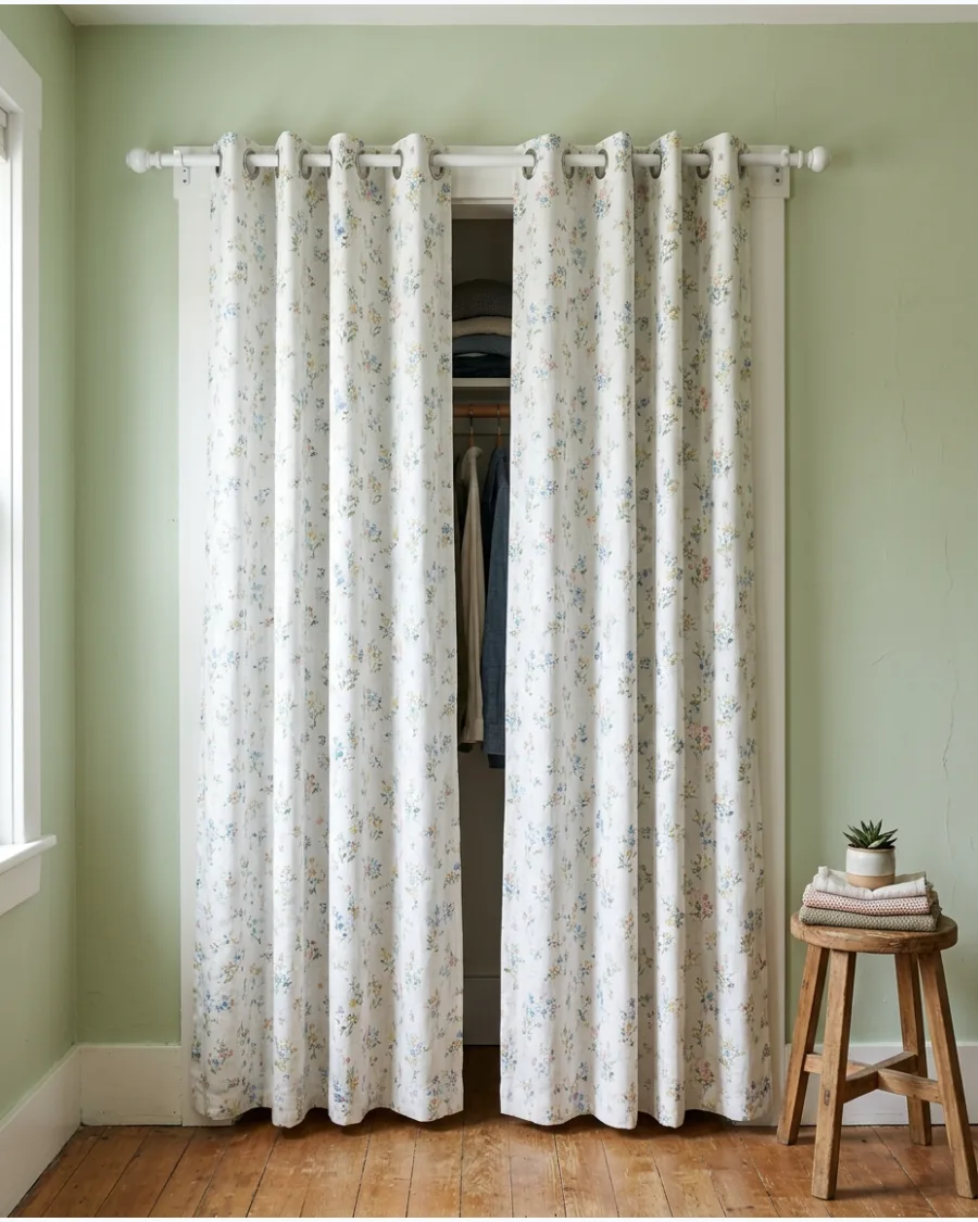30. Small Floral Closet Curtains