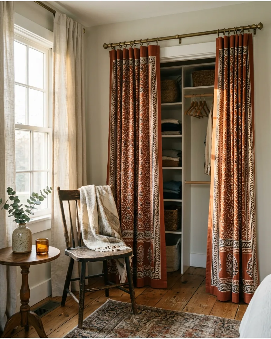 33. Block-Print Closet Curtains