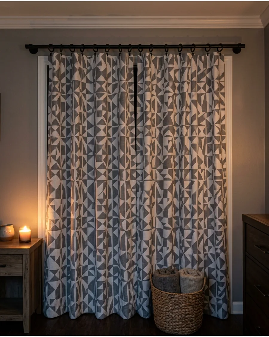 34. Geometric Closet Curtain Panels