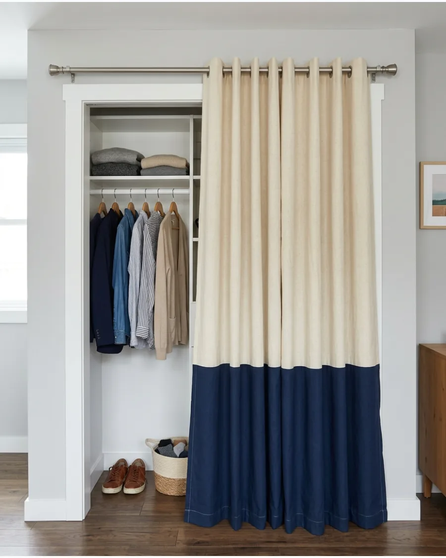 35. Color-Blocked Closet Curtains