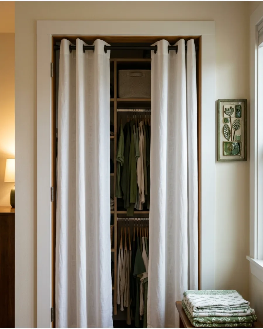 37. Curtains Mounted Inside the Closet Frame